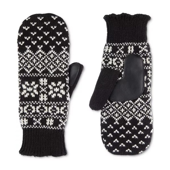 isotoner Accessories - Isotoner Signature Nordic Fair Isle Water Repellent Knit Mittens NWT MSRP $44 BK